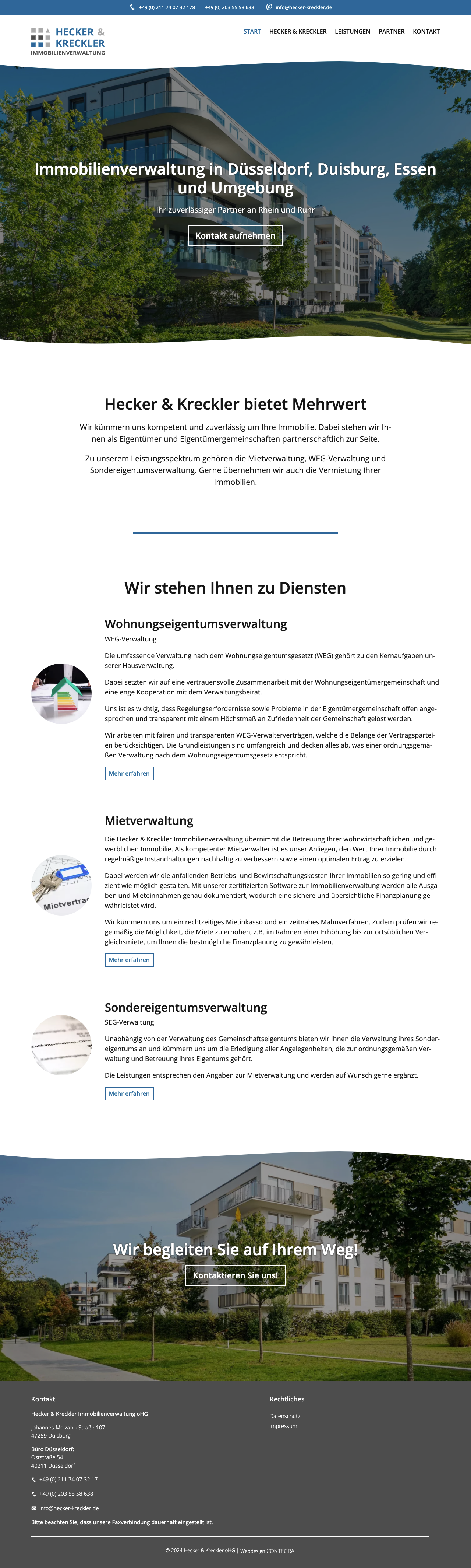Startseite der Hecker & Kreckler Immobilienverwaltung