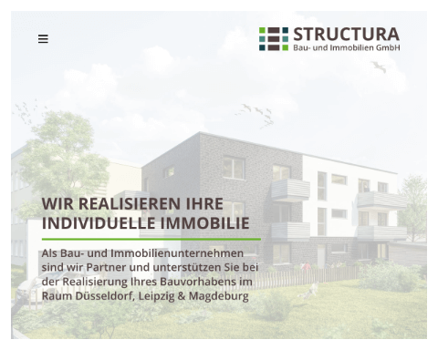 Screenshot der Seite STRUCTURA Bau- und Immobilien GmbH